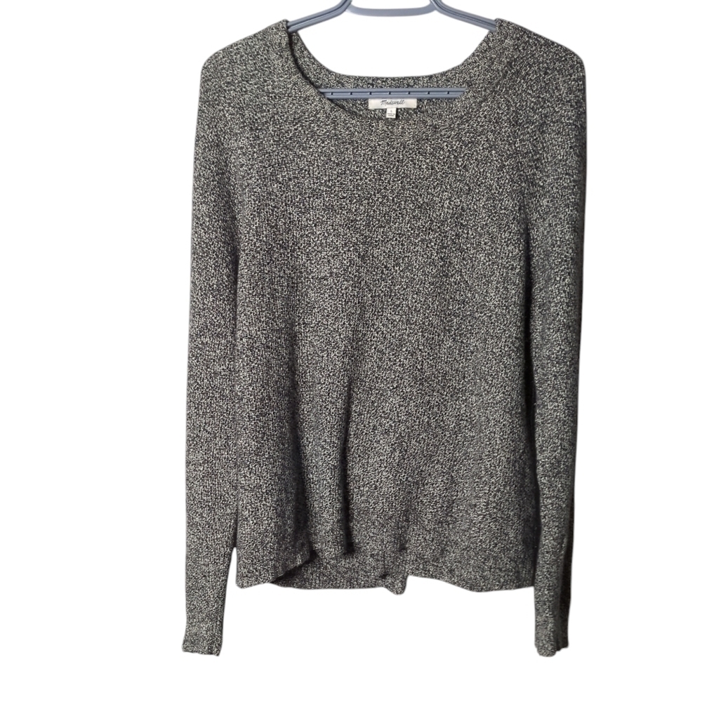 Madewell Province Cross-Back Pullover Sweater‎ Marled Noir Size Large